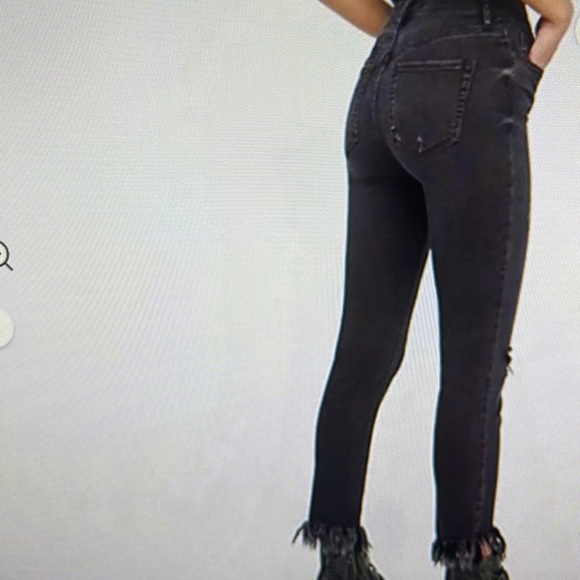 Free People Gray Fringe Crop Black Jeans EUC - Picture 2 of 11